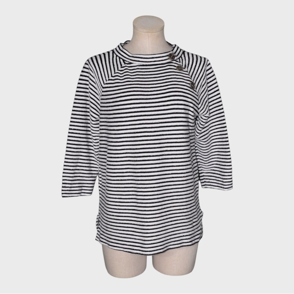 LOFT Monochrome Button Shoulder Knit Top
